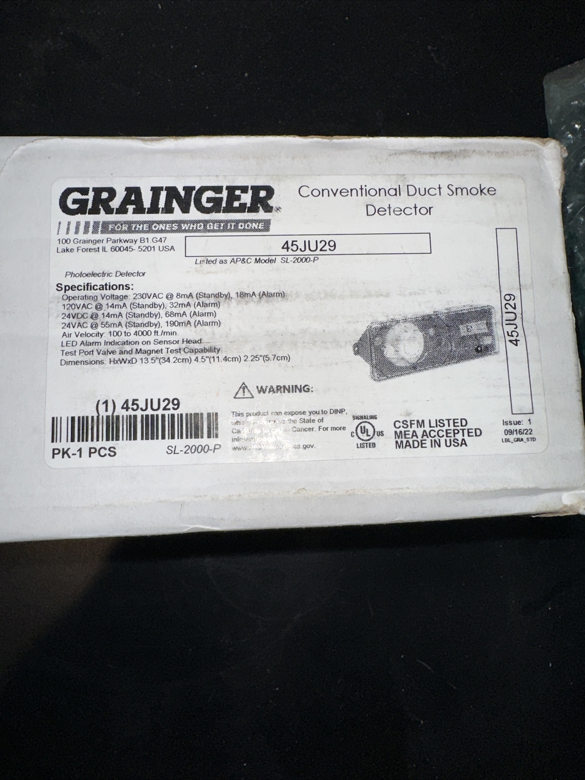 NEW air products APC SL-2000-P Photoelectric Duct Smoke Detector