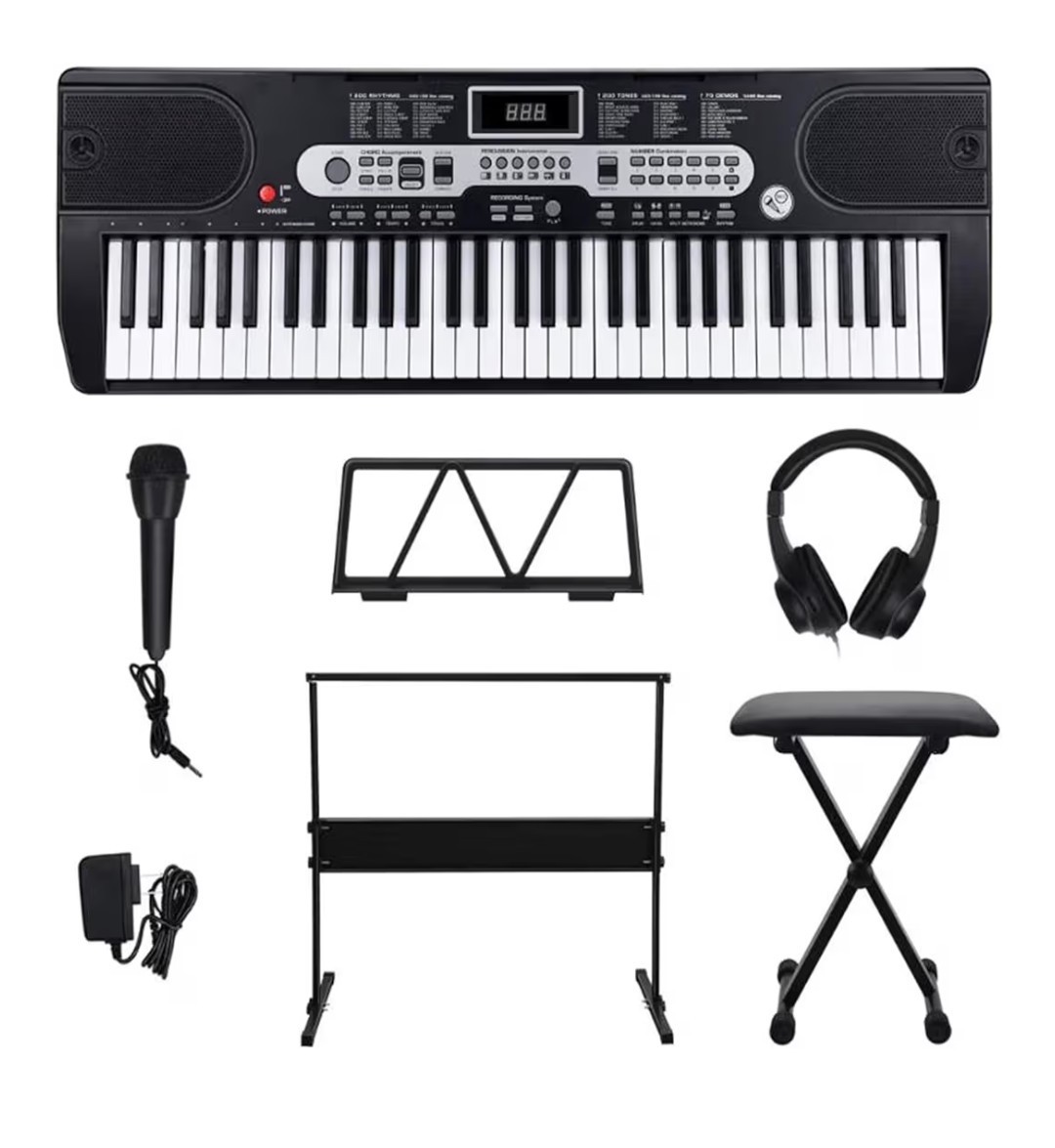 Digital Keyboard Piano Set w/ Stand & Bench – Portable... 61 Keys