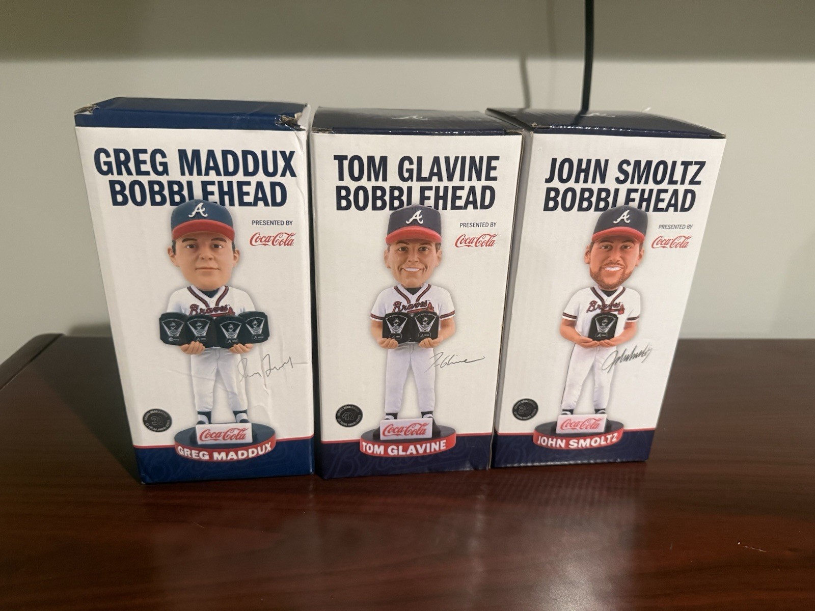 Atlanta Braves “Cy Young” Set Glavine, Smoltz, Maddox Bobbleheads