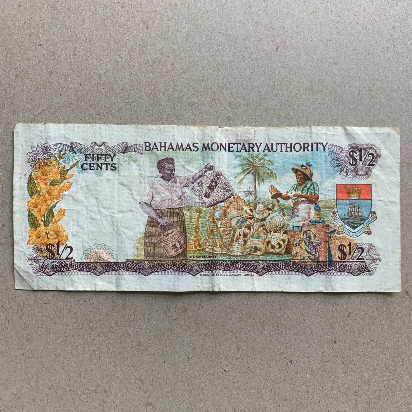 🇧🇸 Bahamas 50 Cents Banknote 1965 Bahamian Half Dollar Currency