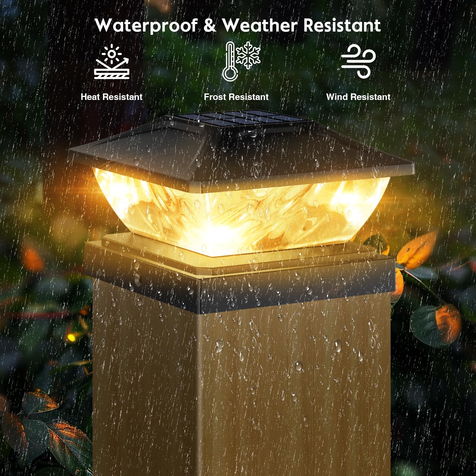 Solar Post Cap Lights Outdoor: 6 Pack 48 LED Fence Post Solar Lights - Solar ...