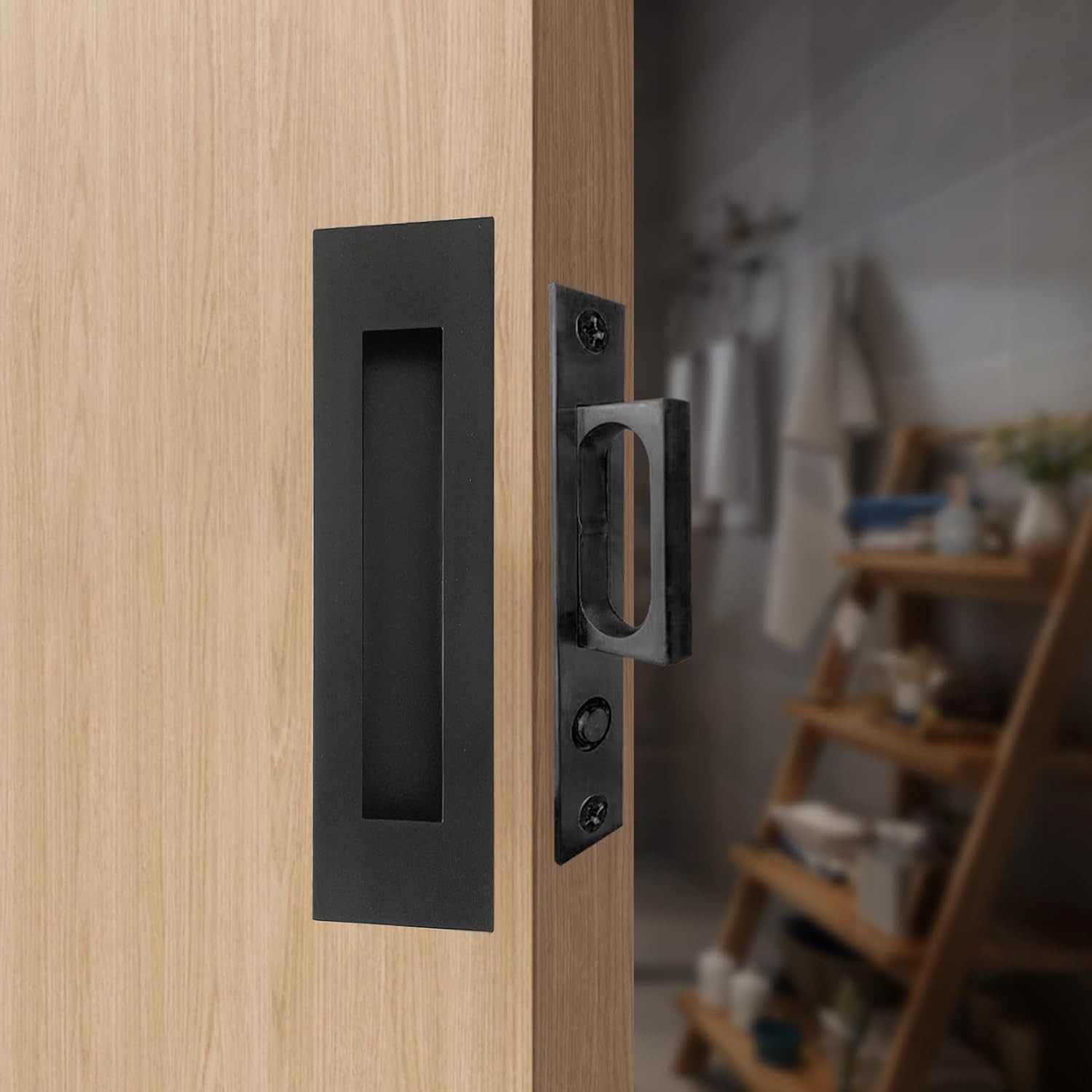 senharvest Recessed Finger Flush Pulls with Edge Pull -Sliding 6 Inch, Black