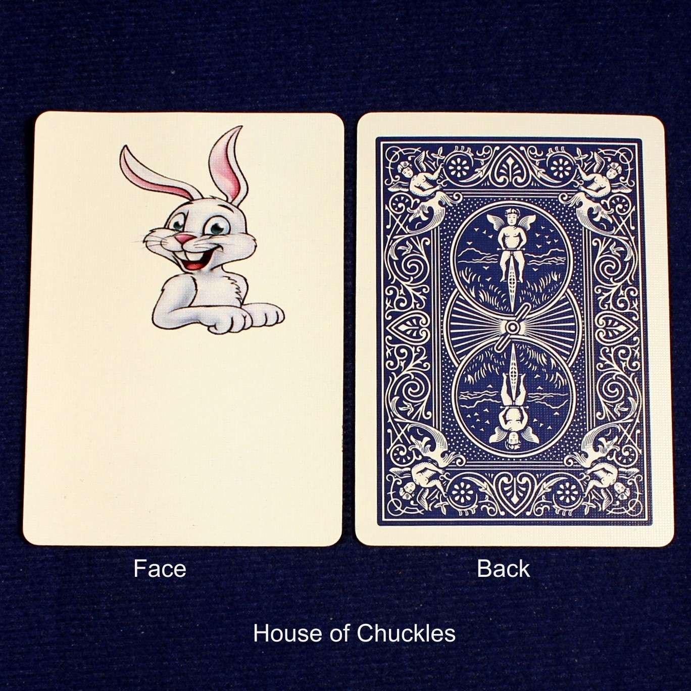 Rabbit, Bicycle Printed Gaff Card, Blue