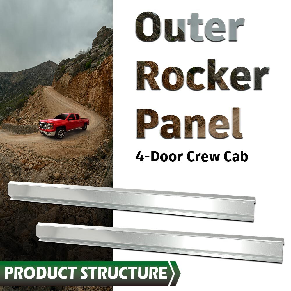 Rocker Panel Fit For 14-18 Chevy Silverado GMC Sierra 4 Door Crew Cab Left+Right