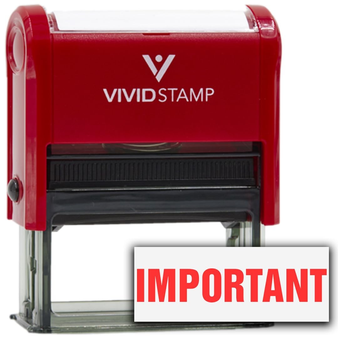 Important Self Inking Rubber Stamp Red Ink Medium Office Business Document