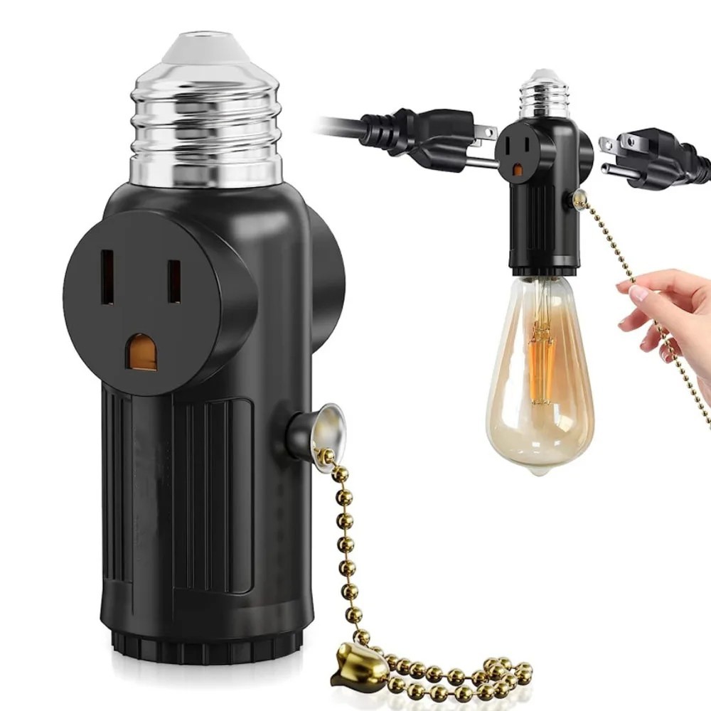E26 Light Socket to Plug Adapter 2/3 Prong Light Bulb Outlet Socket Adapter