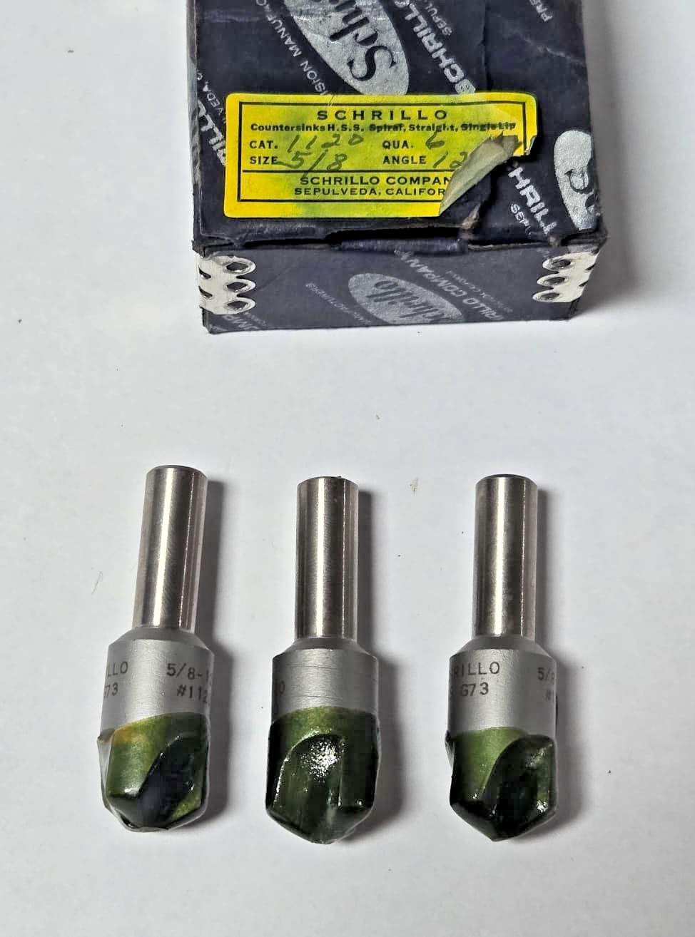 Schrillo 5/8" High Speed Steel Countersink 120 Degree #1120 USA Lot of 3