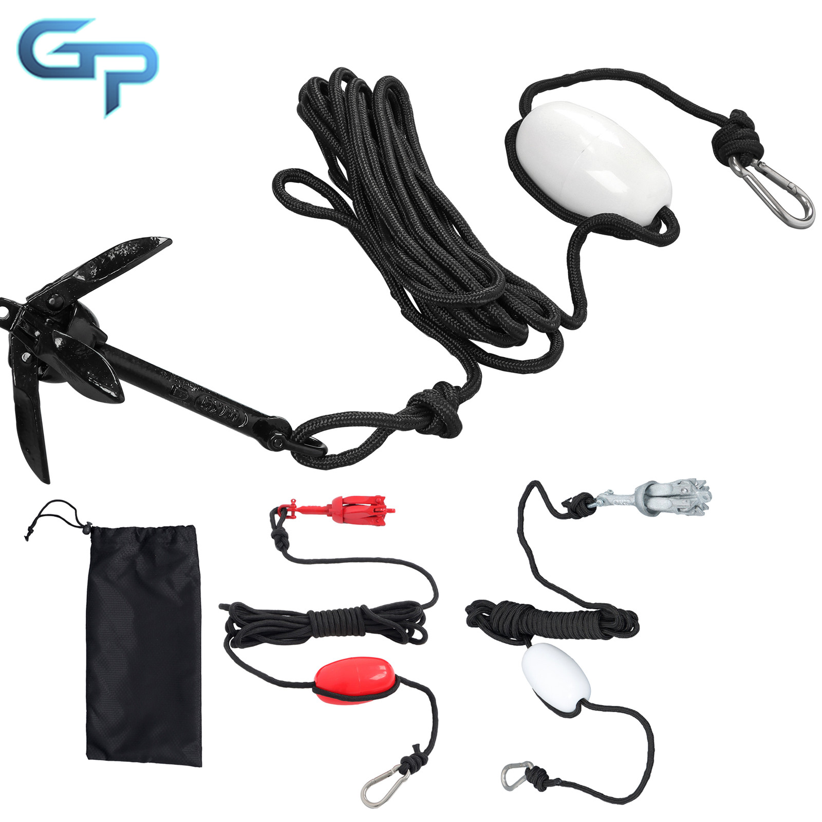 Complete Folding Anchor Buoy Kit PWC Boat Kayak Canoe 1.5LB/3.3LB/5.5LB/7.05LB