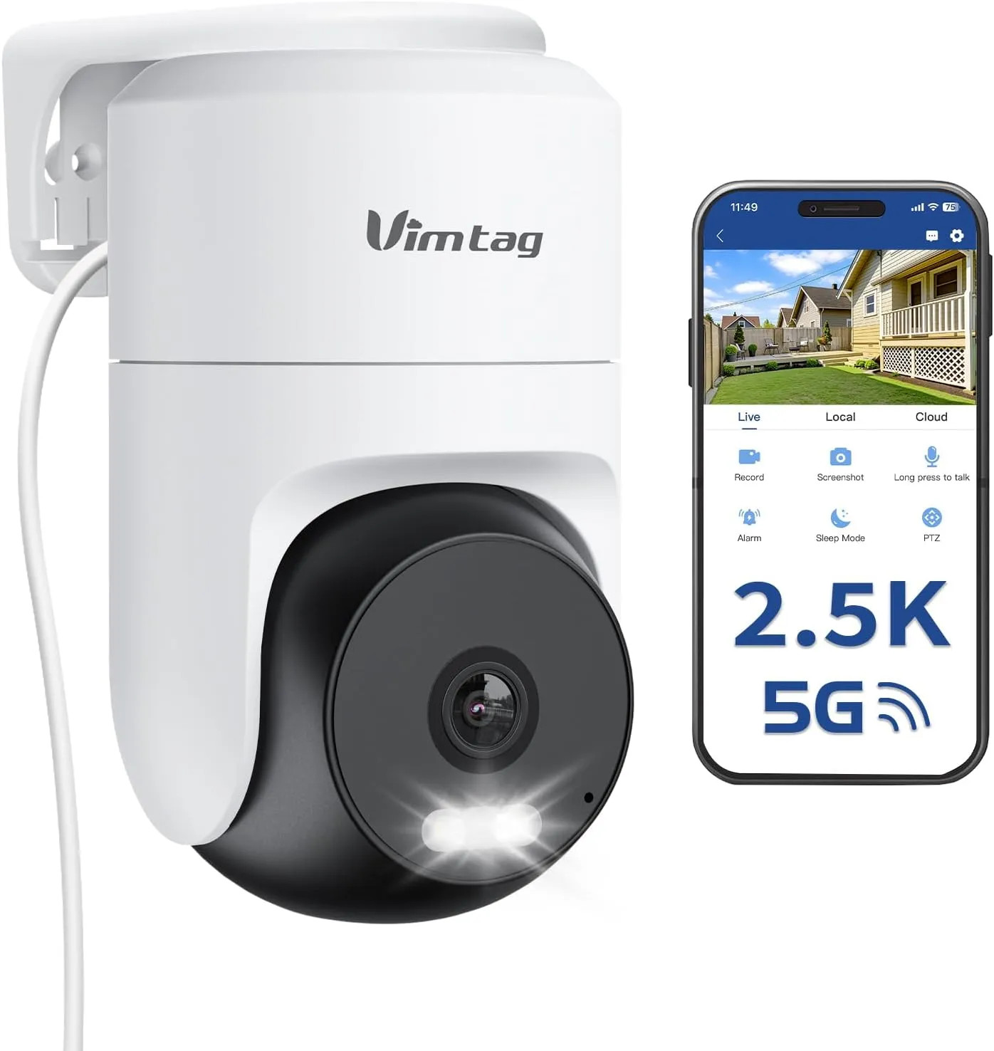 2.5K 4MP Outdoor Security Camera Pan Tilt WiFi Home CCTV IP66 Motion Detection