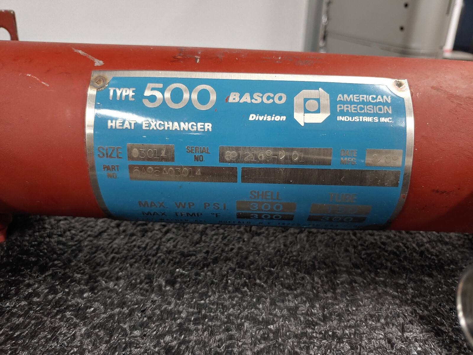 AMERICAN PRECISION BASCO Type 500 Heat Exchanger 6A95A03014