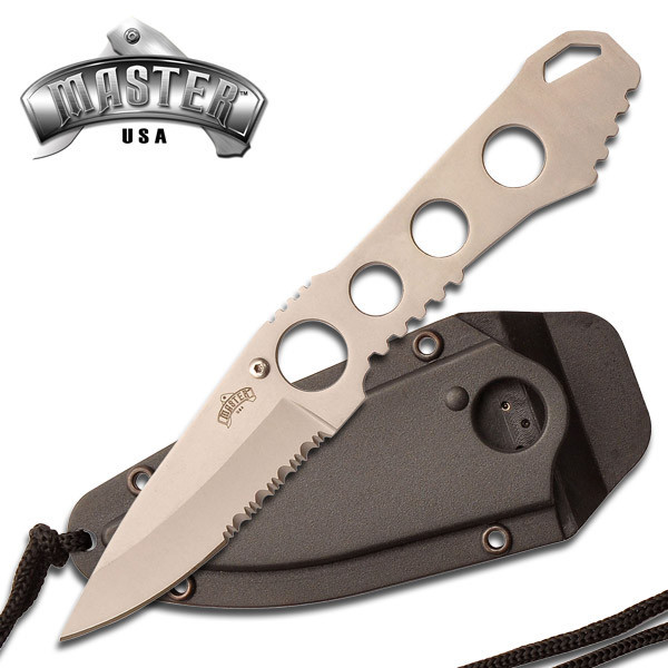 Master USA MU-1121S Tactical Neck Knife 6.75" Overall - Silver Finish New