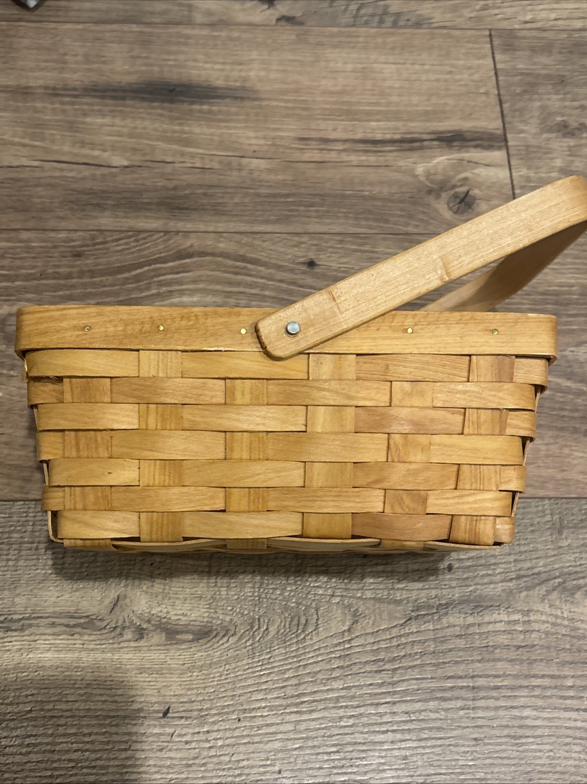 Rustic Home Decor Rectangular Handwoven 7" X 9” Medium Wood Basket