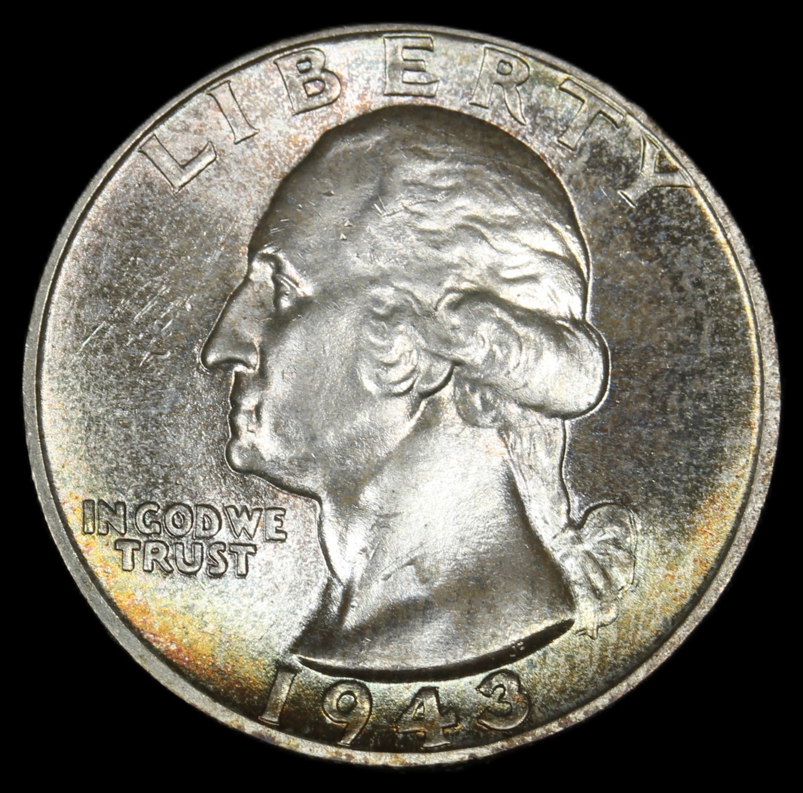 1943 25C Washington Quarter- Choice Gem BU OBV/ REV Tone- SMH-2481