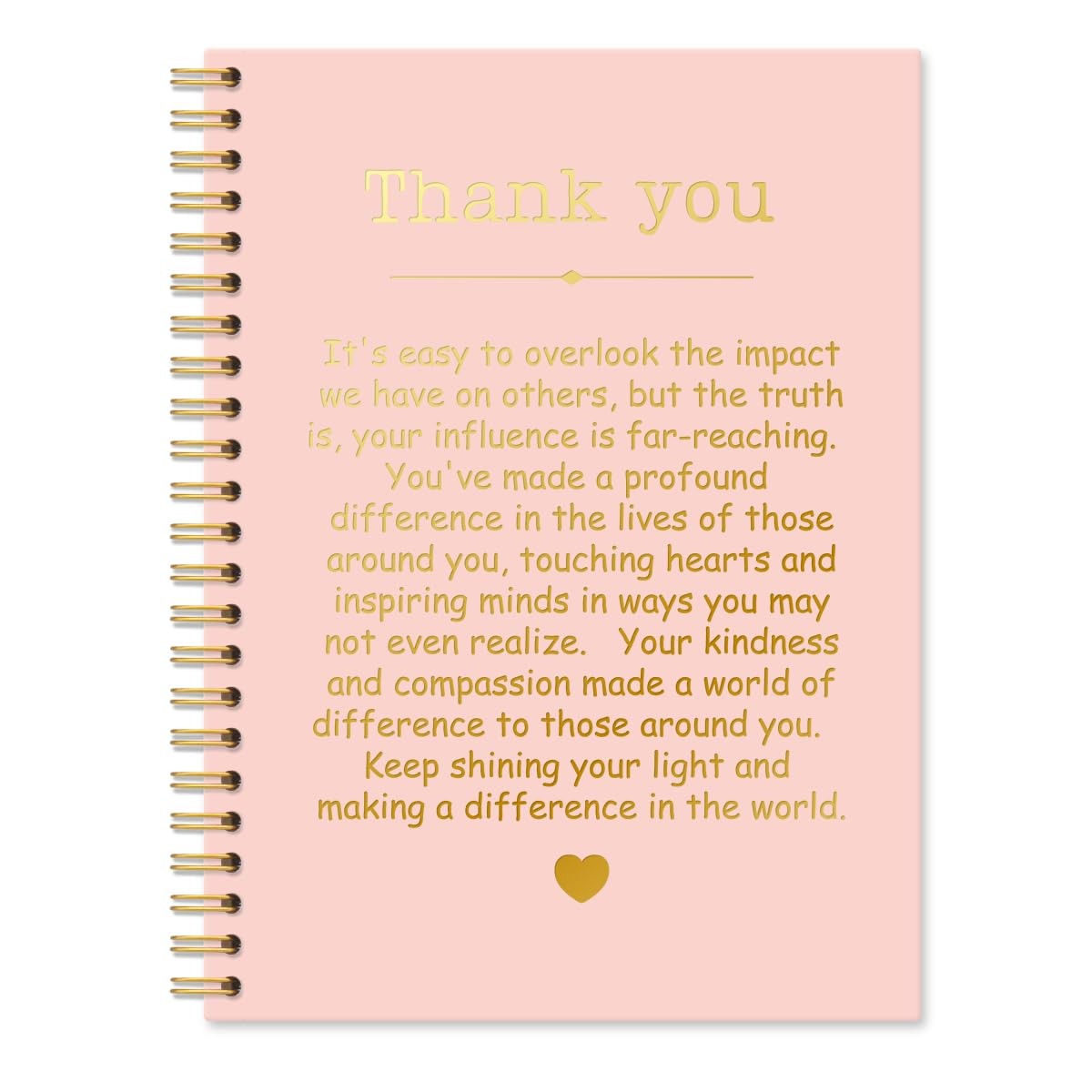 QYUVK Thank You Pink Gold Hardcover 160 Pages Spiral 5.9x8 inch,