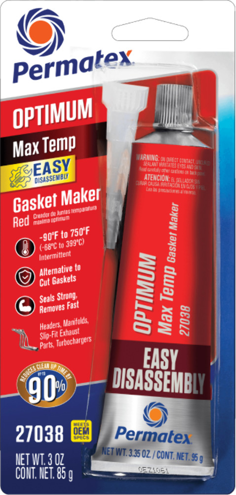 Permatex Optimum Easy-Disassembly Red RTV Silicone Gasket Maker 3 oz Tube