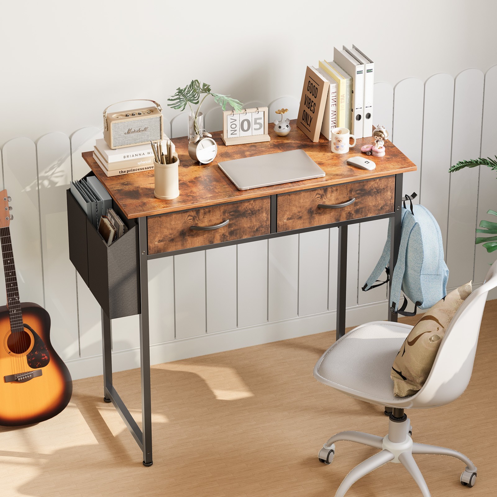 32" Home Office Computer Desk with Drawers, Small Gaming Writing Table, Storage