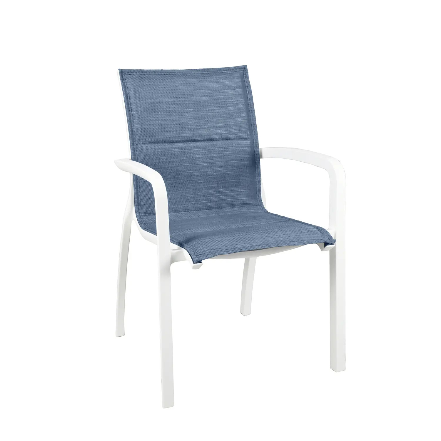 Grosfillex UT009096 Sunset Comfort Blue Outdoor Stacking Armchair - 16 Per Set