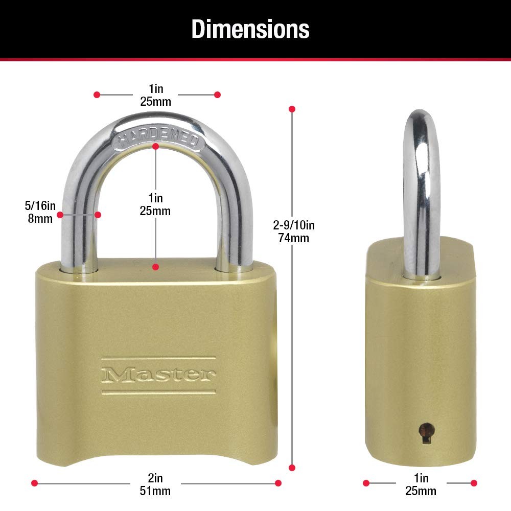 Master Lock Gold Combination Padlock, Gate for Outdoor 4 Pack,