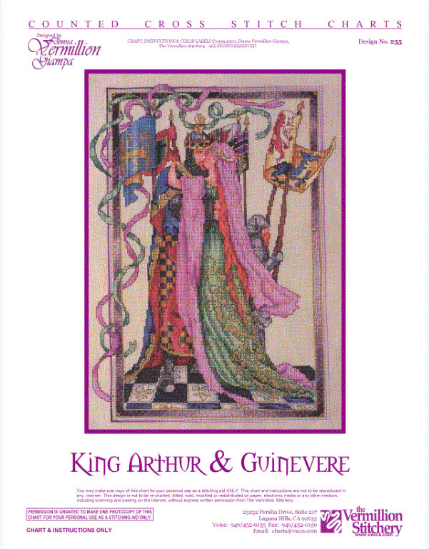 King Arthur & Guinevere Vermillion Stitchery Cross Stitch Pattern 255