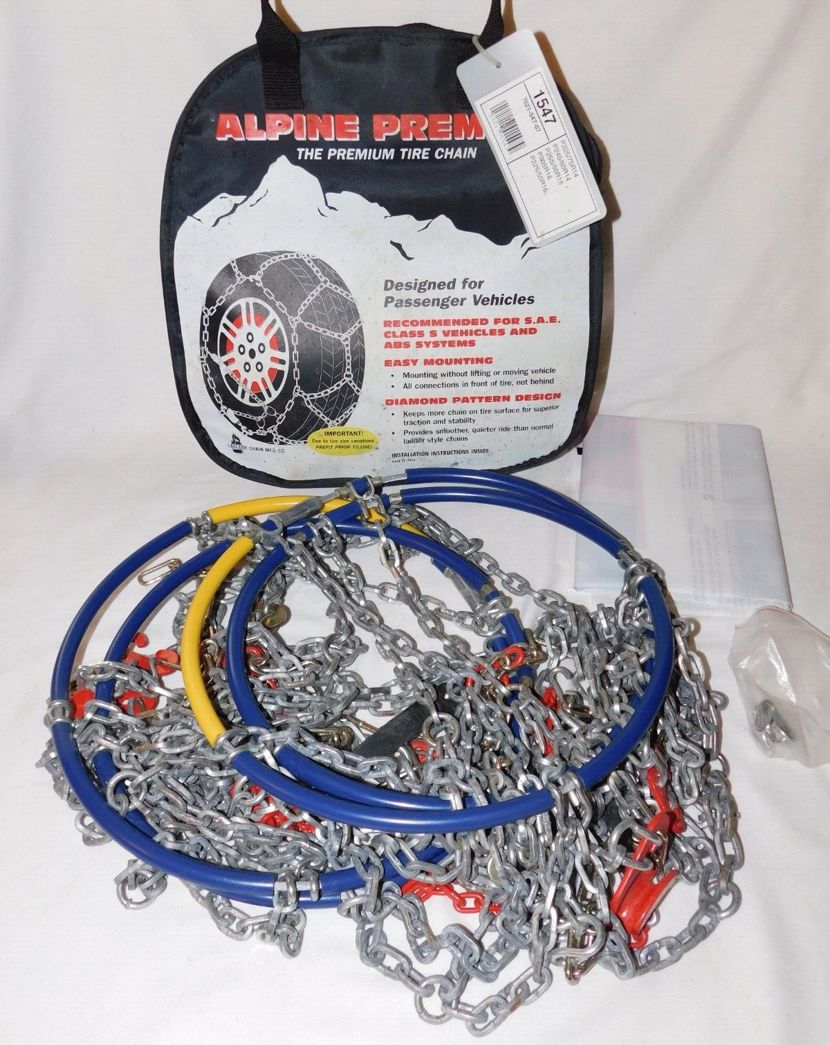 Alpine Premier Diamond Pattern Tire Snow Chains, Stock #1547, Used