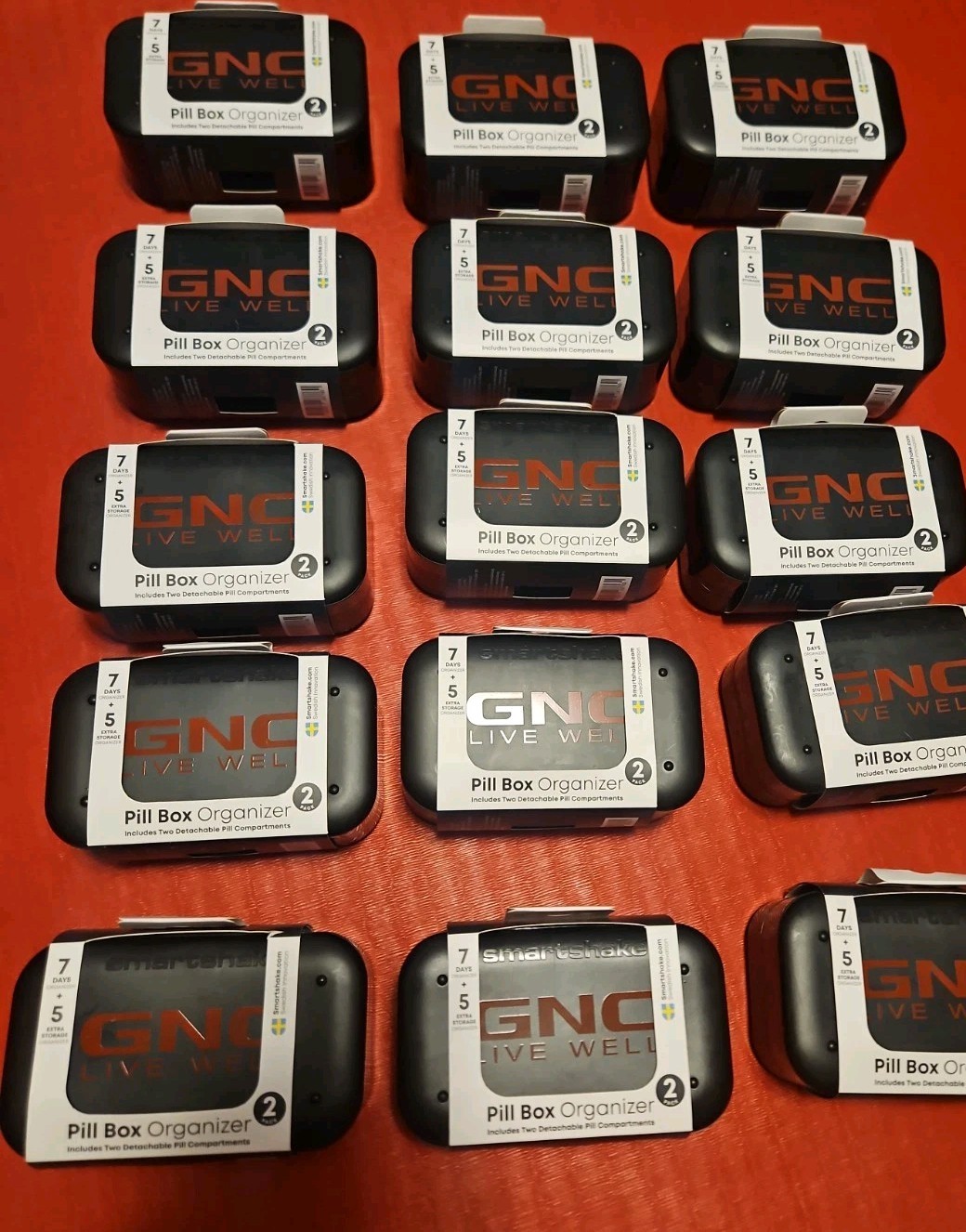 Lot of 15 GNC Live Well SmartShake Pill Case Organizer 7 Day + Extra Storage BPA