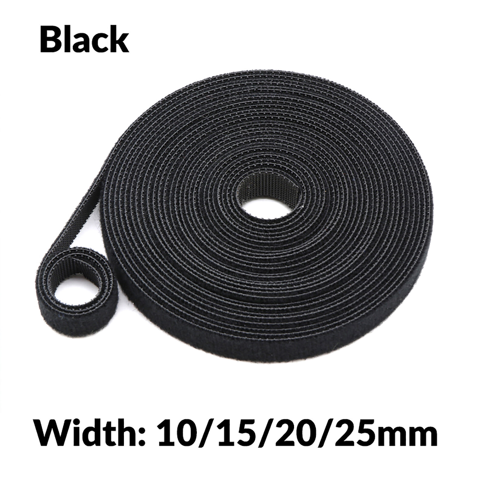 Self Adhesive Hook and Loop Double Sided Cable Ties Tidy Reusable Straps Roll