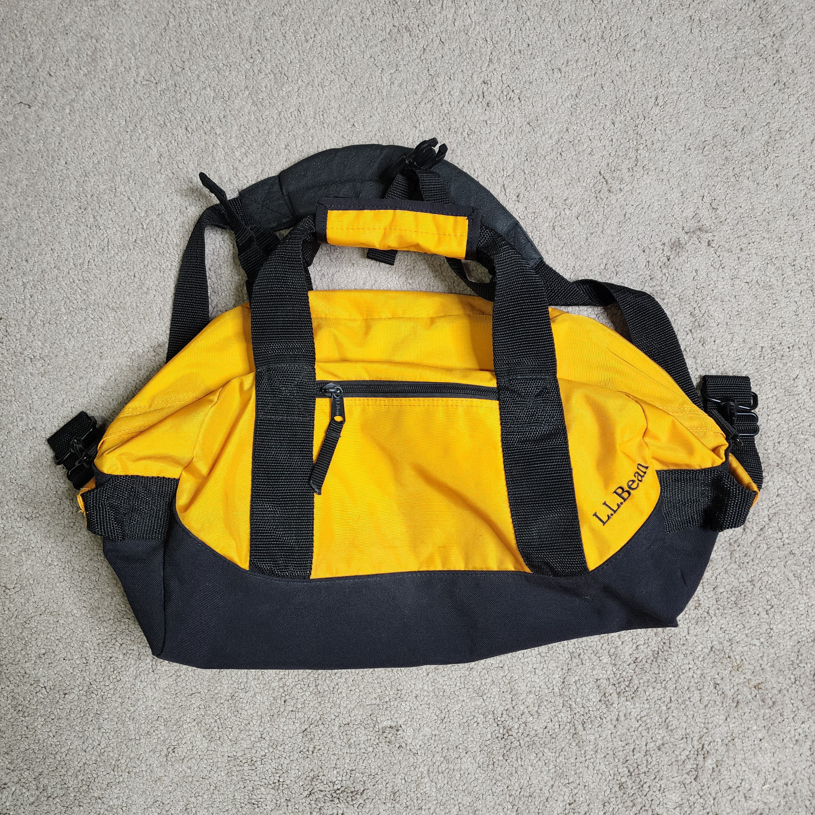 Vintage L.L. Bean Yellow Duffle Bag Unisex Adjustable Strap Day pack