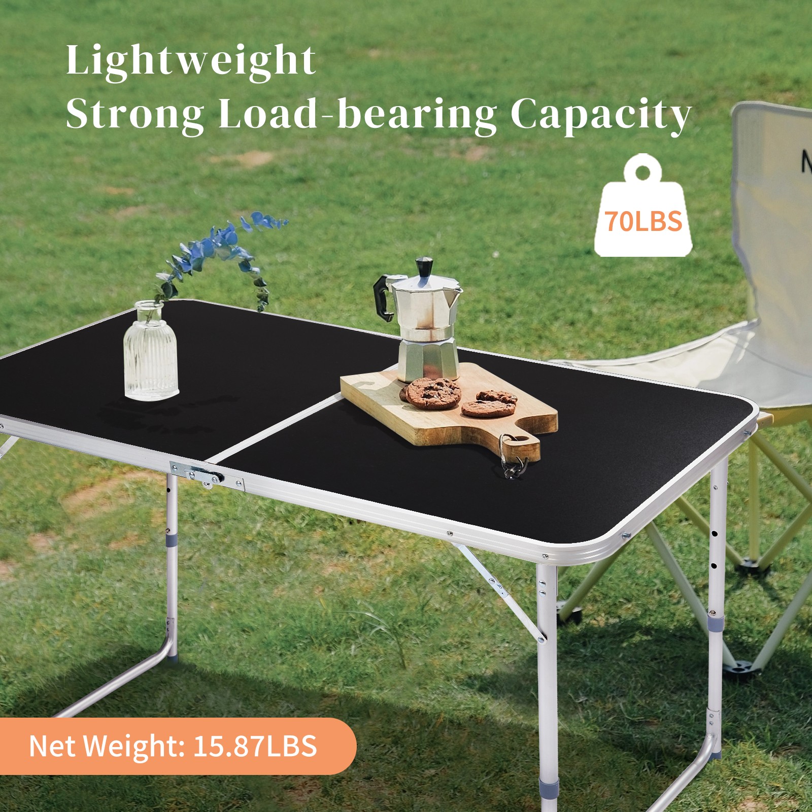 Hot Sale 4Ft Portable Multipurpose Folding Table Black High Quality Convenient