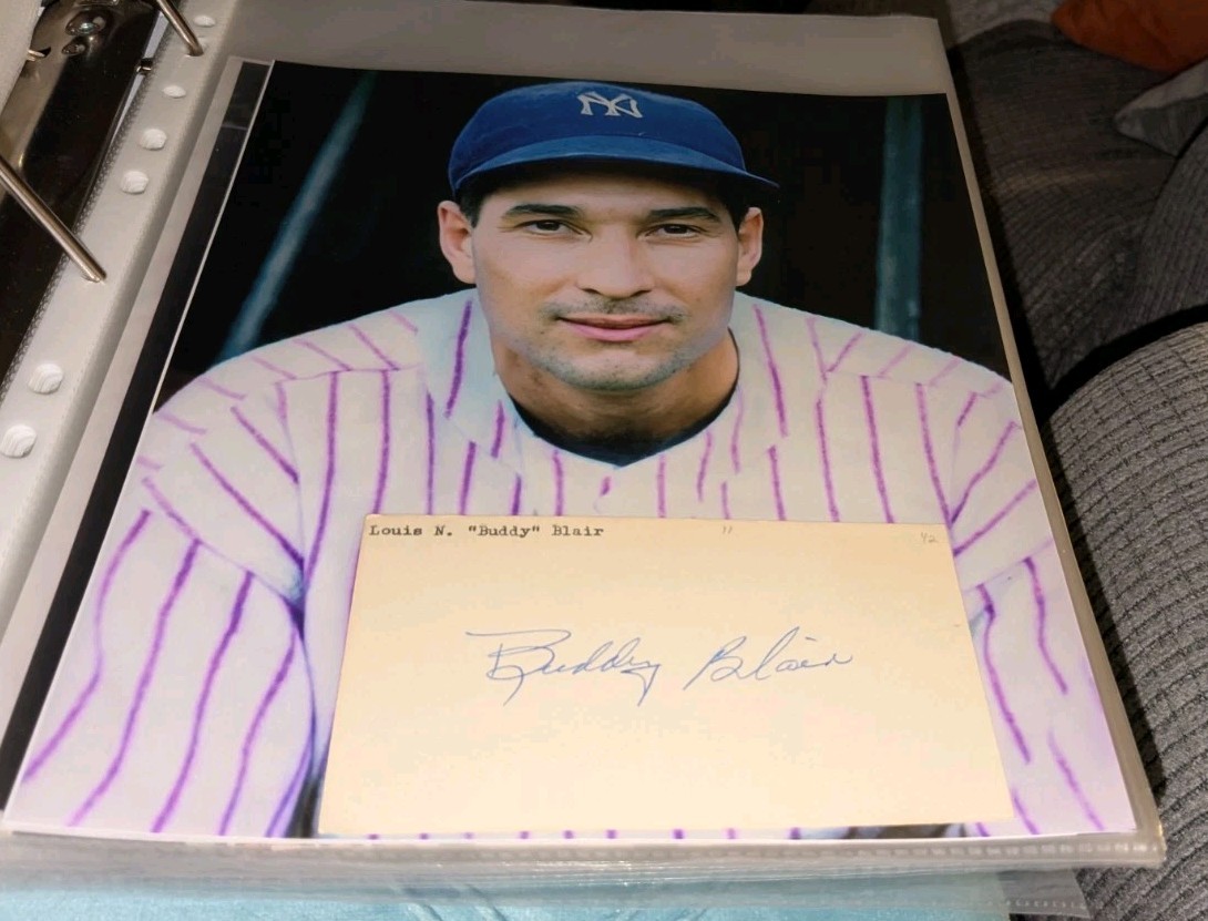Buddy Blair New York Yankees Signed Cut With 8x10 Photo W/Our COA