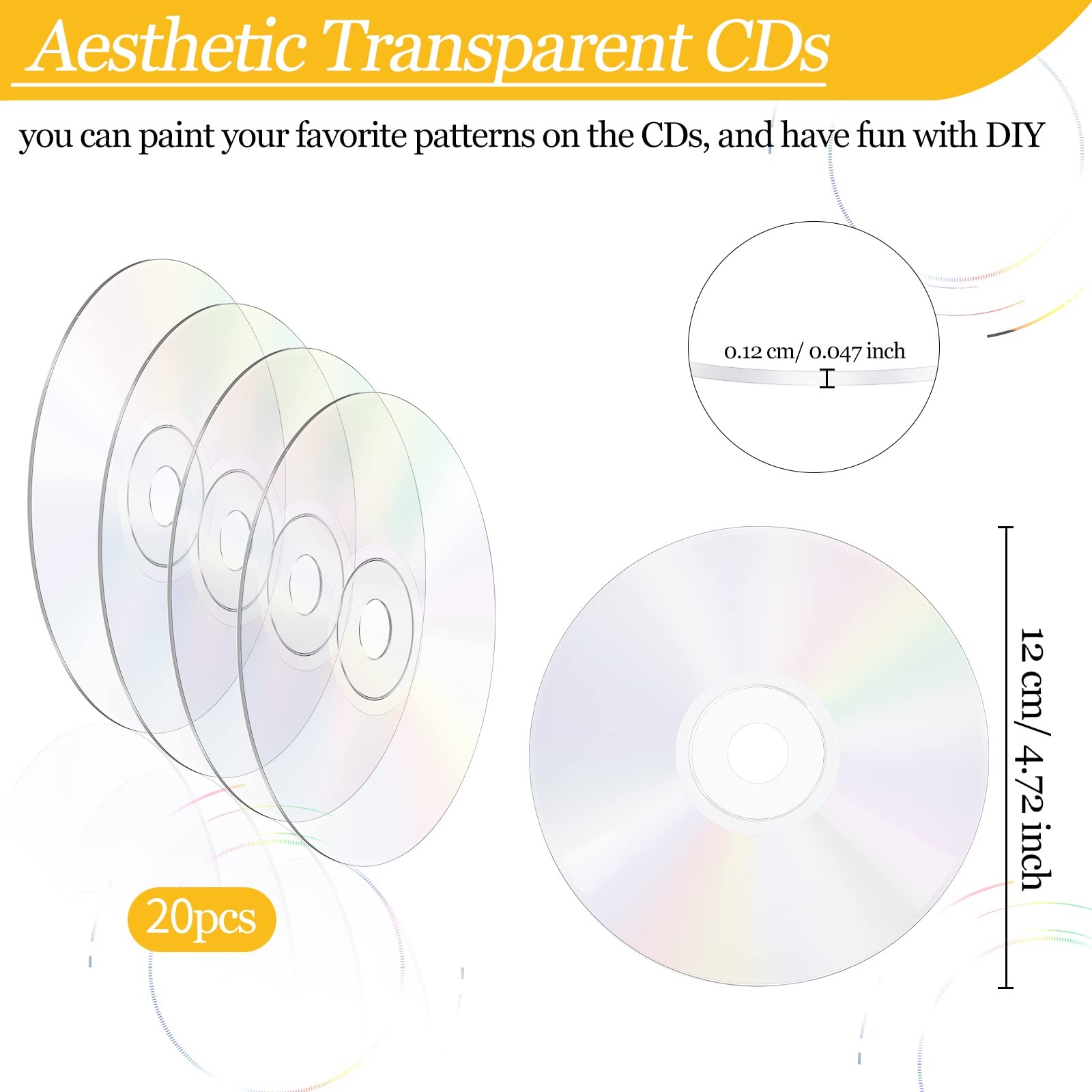 20 Pieces Blank Cds for Decoration Clear Aesthetic Blank Cd
