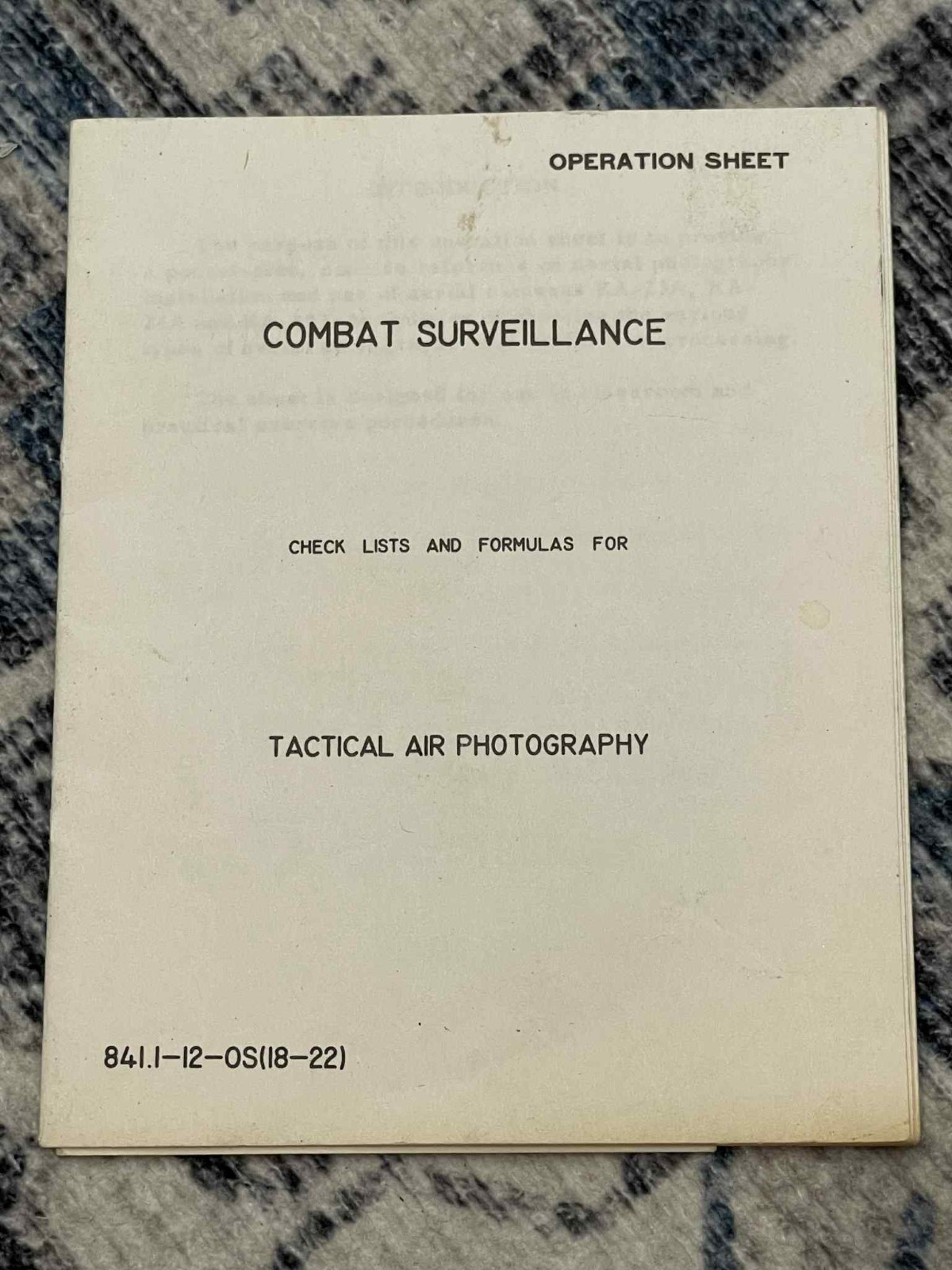 Vietnam War 1961 US Army Combat Surveillance Tactical Air Photography Booklet