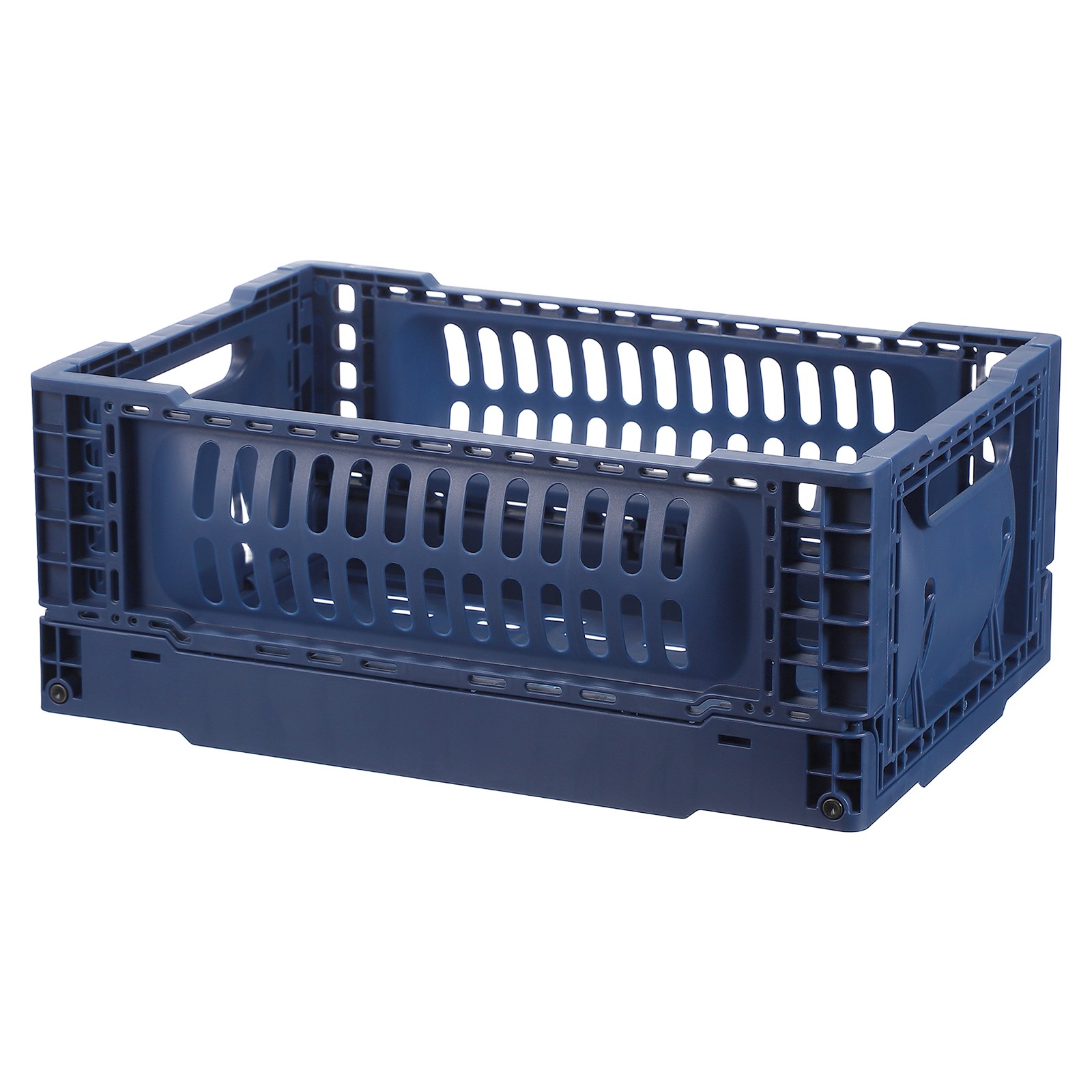 Collapsible Crates, 11.7x7.8x4.7" Small Plastic Storage Baskets, Dark Blue