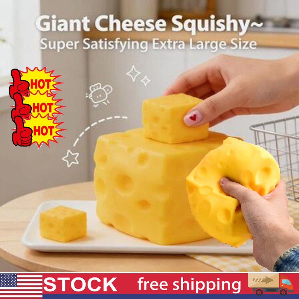 Extra Large Squishy Cheese Block, Stress Relief Squeeze Toy Gifts ,Cyber Deal