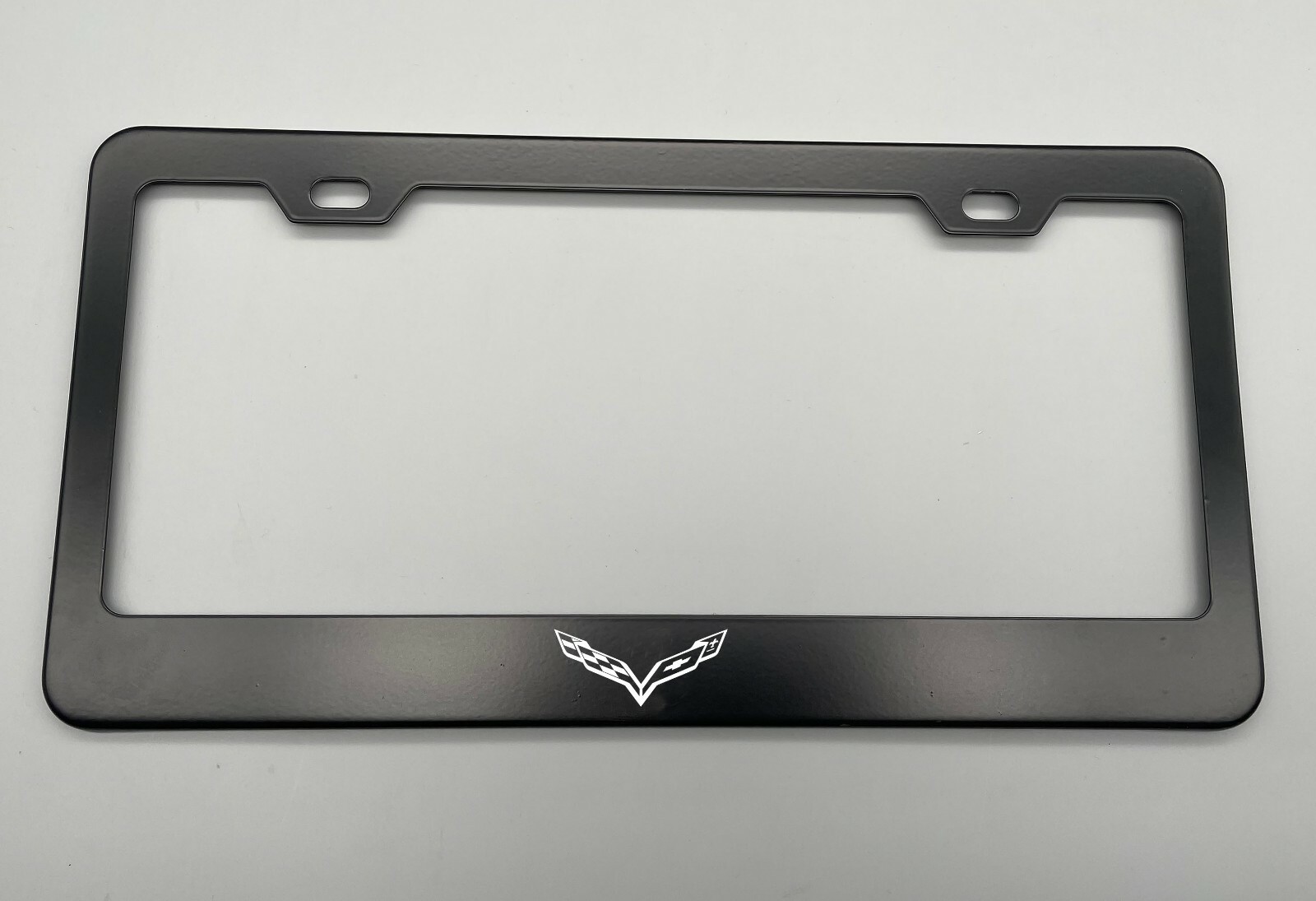 Chevy corvette logo Black License Plate Frame Stainless Steel Laser Engraved