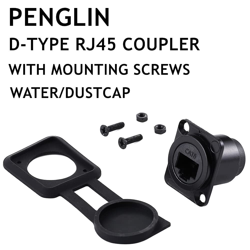 10PCS D-Type RJ45 Coupler, Shielded RJ45 Panel Mount Connector, CAT6/CAT5E/CA...
