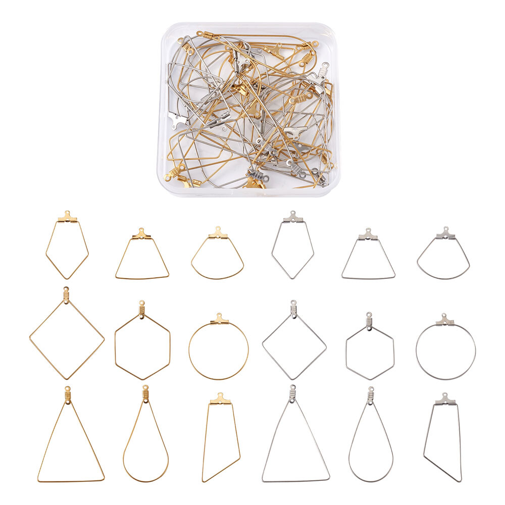 36Pcs Stainless Steel Beading Earring Hoops Component Mixed Hoop Earring Finding