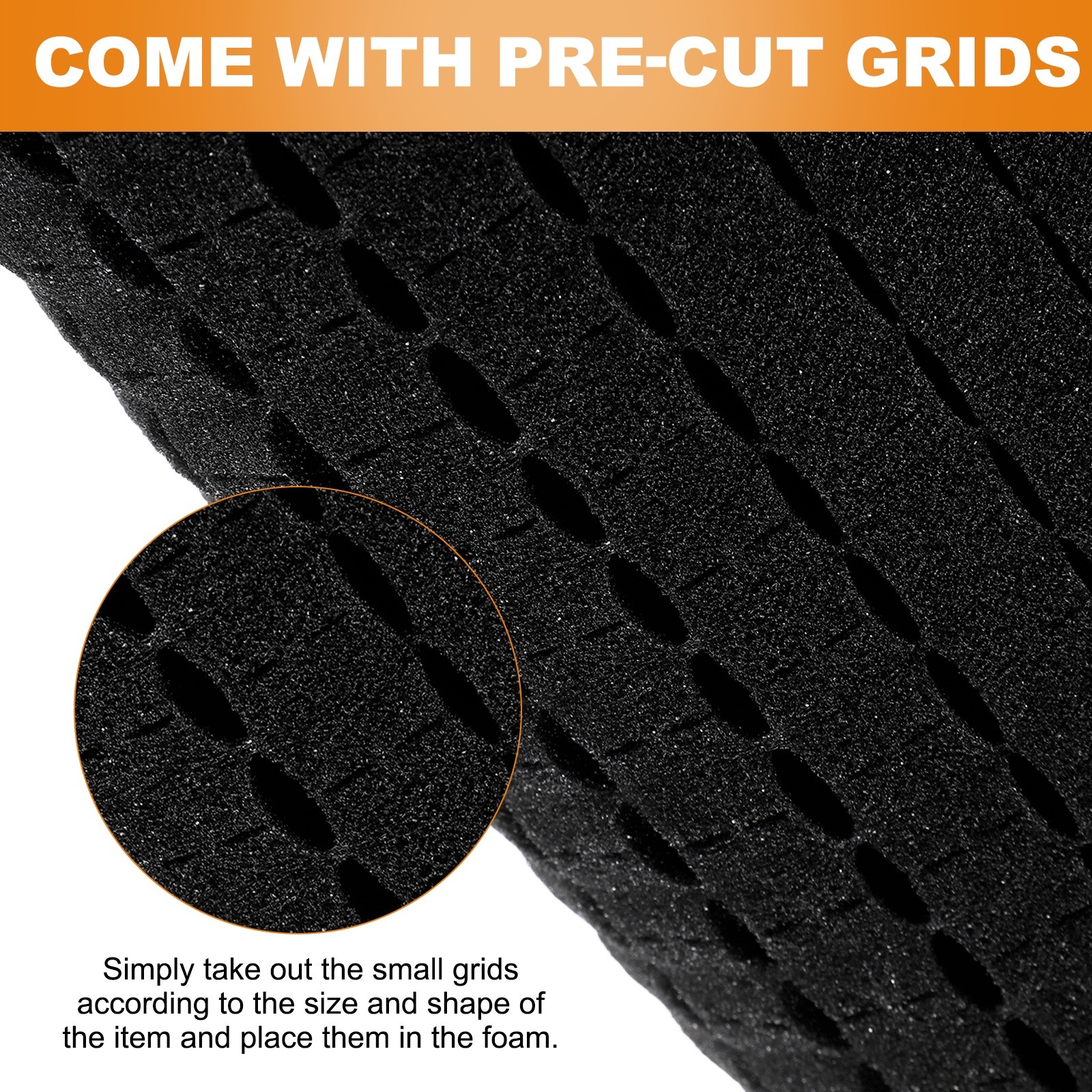 Polyurethane Foam Inserts, 12"Lx12"Wx2"T Packing Sheets Pre Cut(Black)