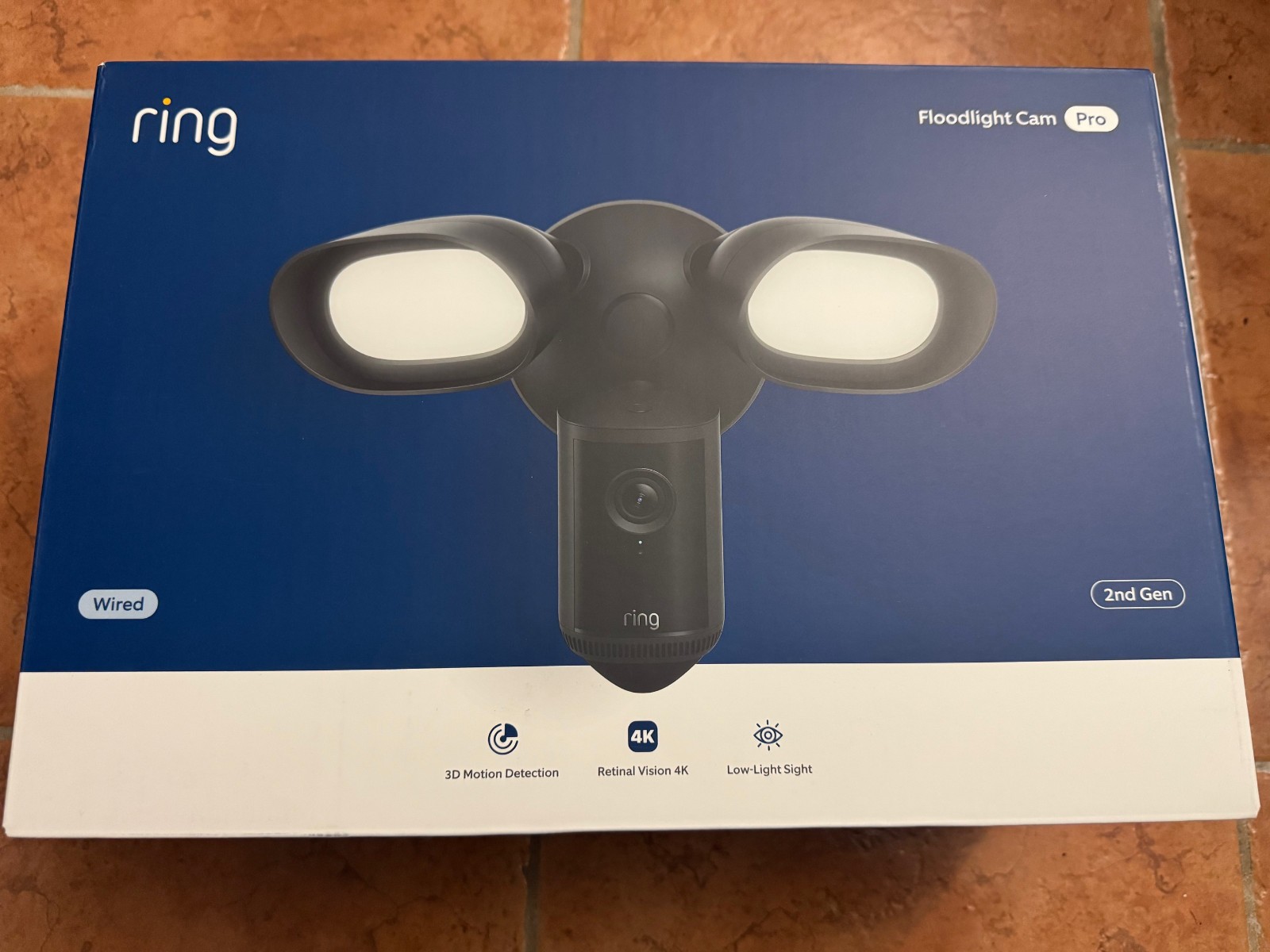New Ring Floodlight Cam Pro Wired 2nd Gen (Newest Model) Retinal 4K - Black