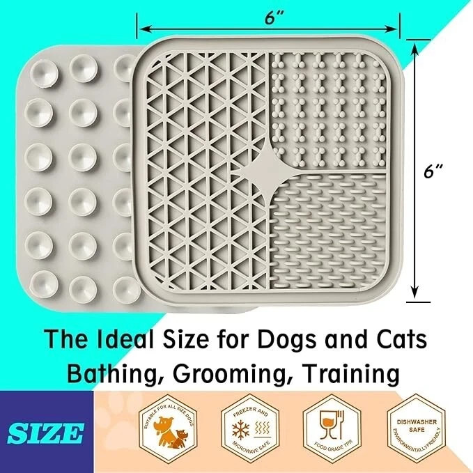 Lick Mat for Dogs Suction Cup Slow Feeder, Anxiety Relief Pad for Training, Grey
