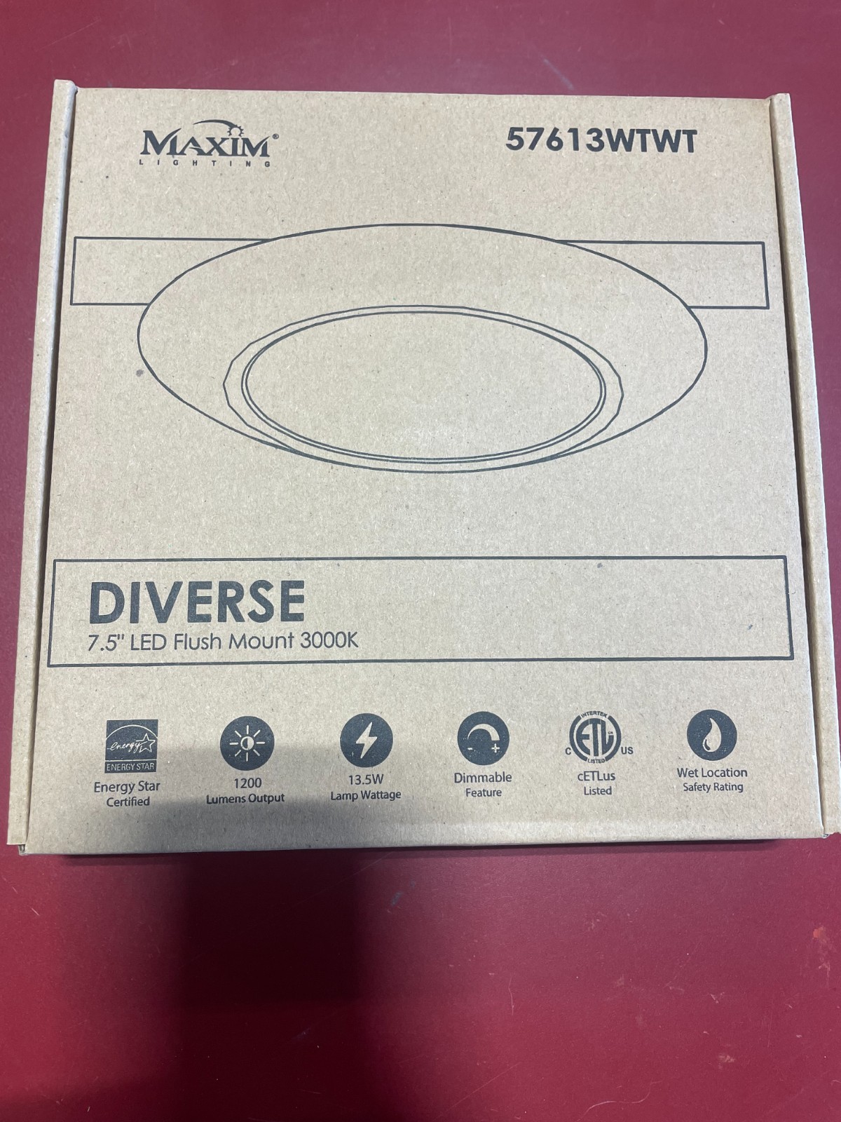 Maxim Lighting LED Flush Mount Diverse 7.5"  57613WTWT qt. 1