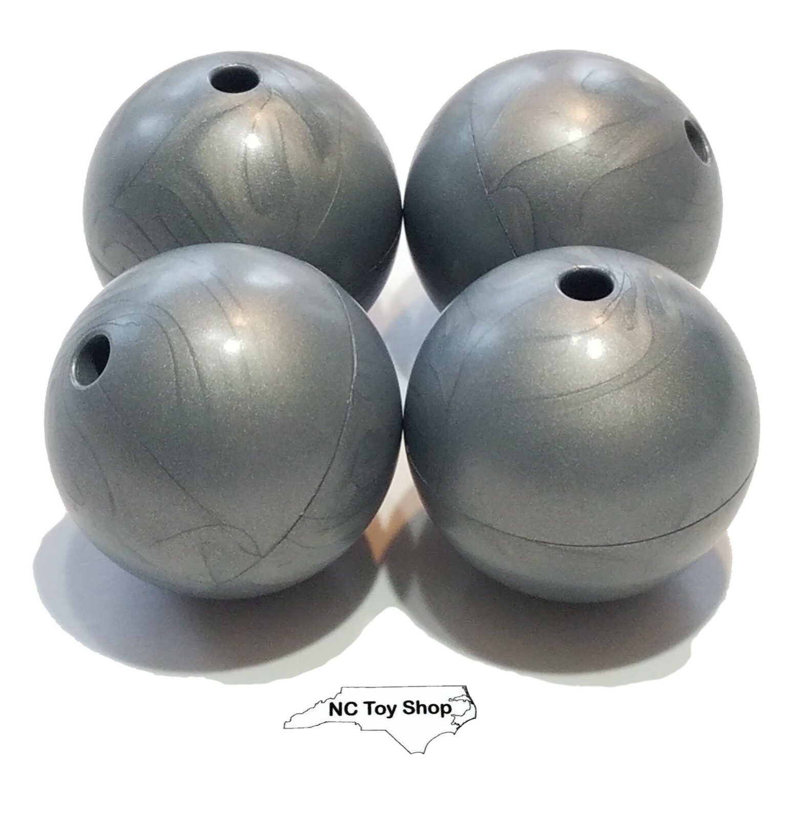 4 K'NEX Balls Silver Gray Metallic Big Ball Factory Replacement Parts KNEX