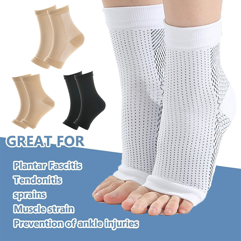 3 Pairs Open Toe Compression Socks Ankle Support Pain Relief Non-Slip Breathable