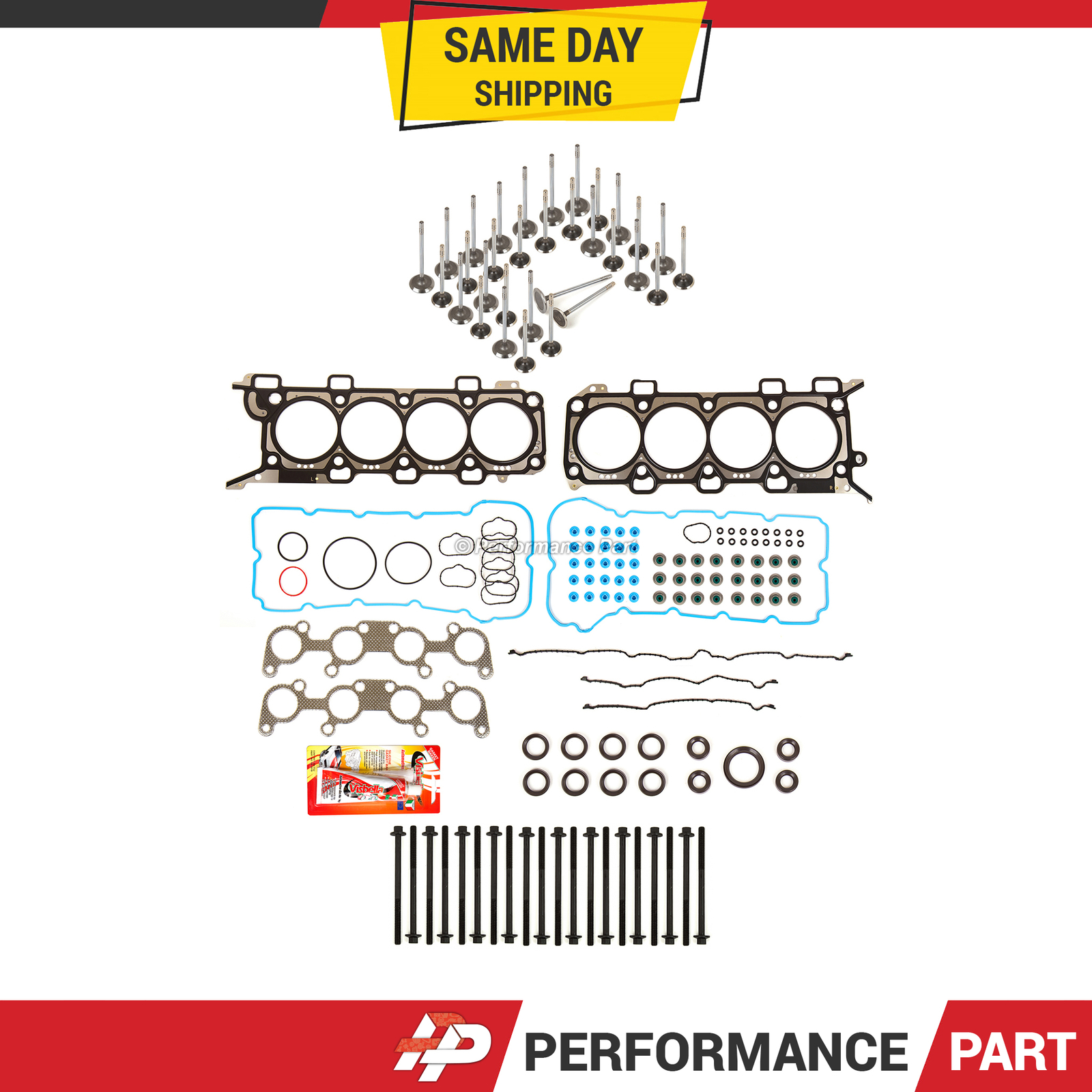 Head Gasket Set Intake Exhaust Valves 11mm Head Bolts Fit 11-14 Ford F150 5.0L