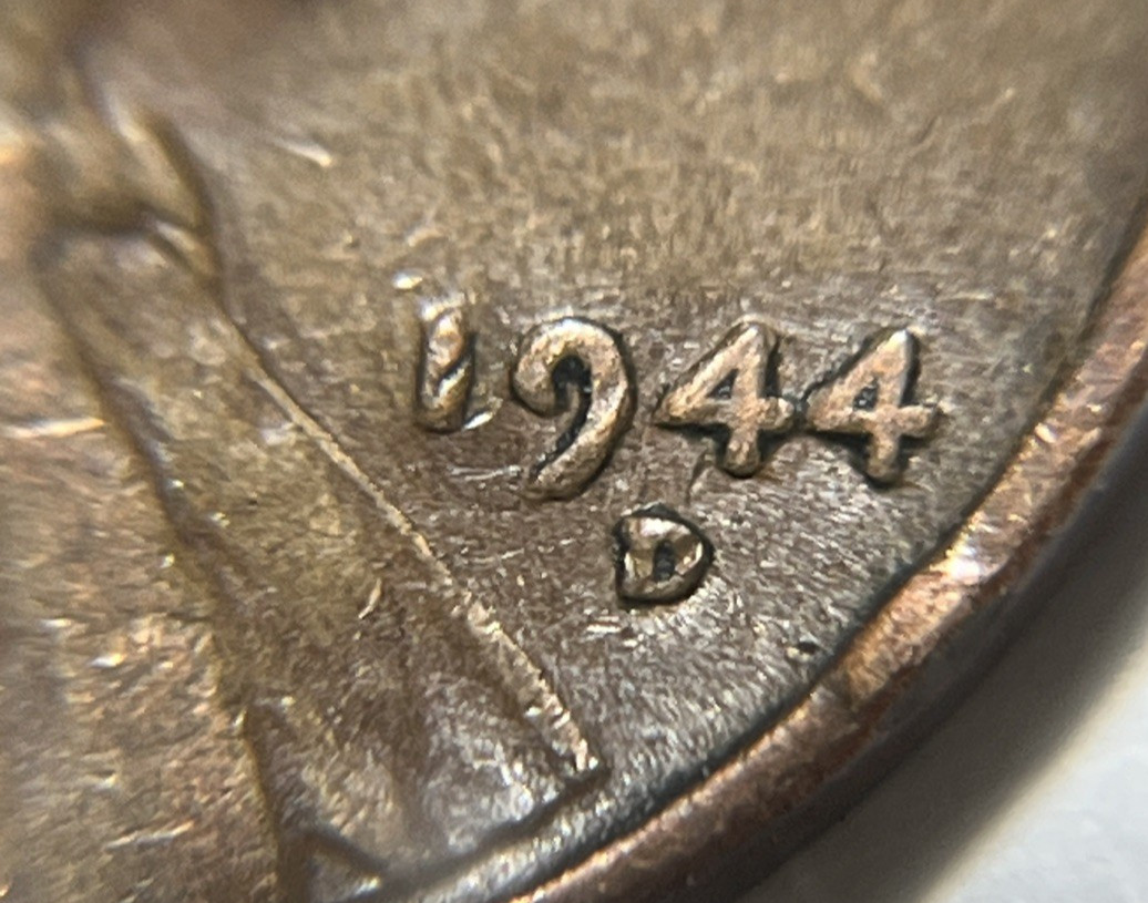 1944 D Wheat Penny Error 4 Touching 4 Date Error