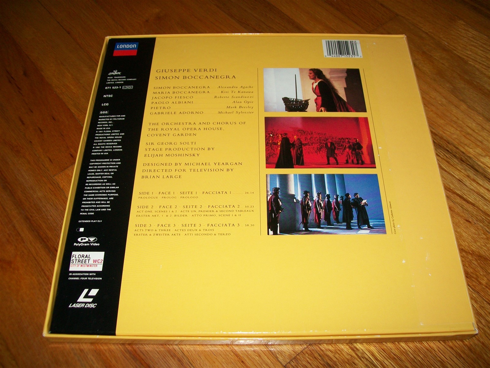 SIMON BOCCANEGRA 2-Laserdisc LD BOXED SET EXCELLENT CONDITION SIR GEORG SOLTI