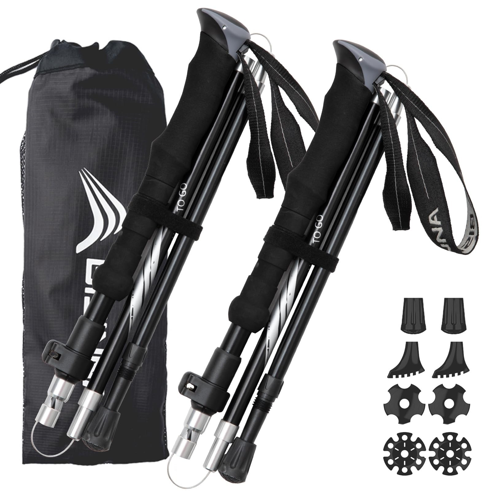 Hiking Poles Aluminum Collapsible Trekking Pole Lightweight Stick | Adjustabl...
