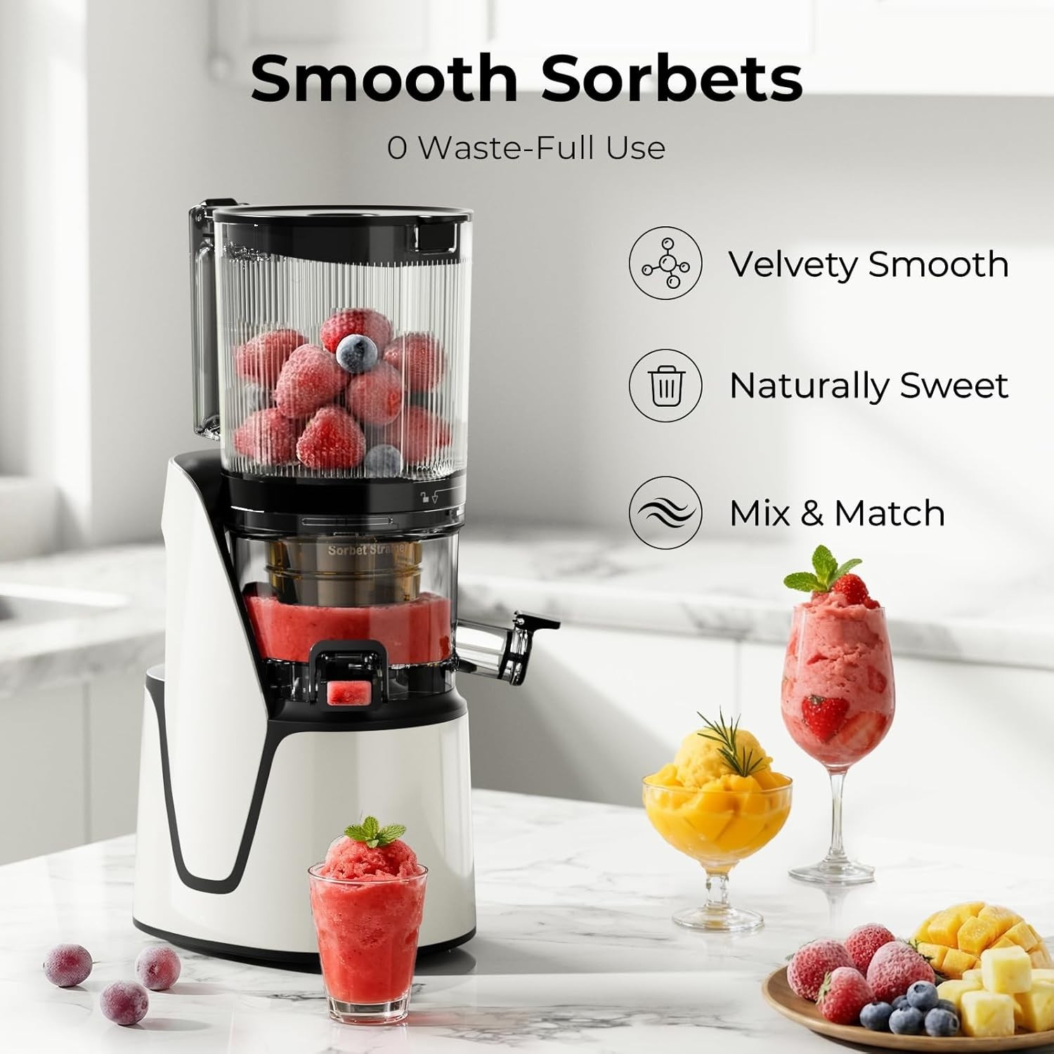 High-Performance Cold Press Juicer with Auto-Reversing & Dishwasher Safe Design