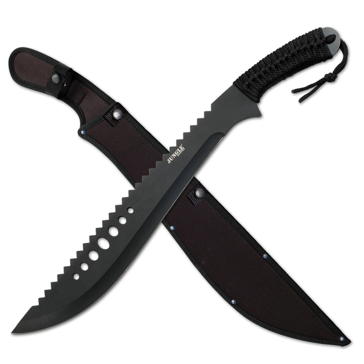 21.00" Jungle Master Full Tang Machete w/Cord Wrapped Handle & Nylon Sheath
