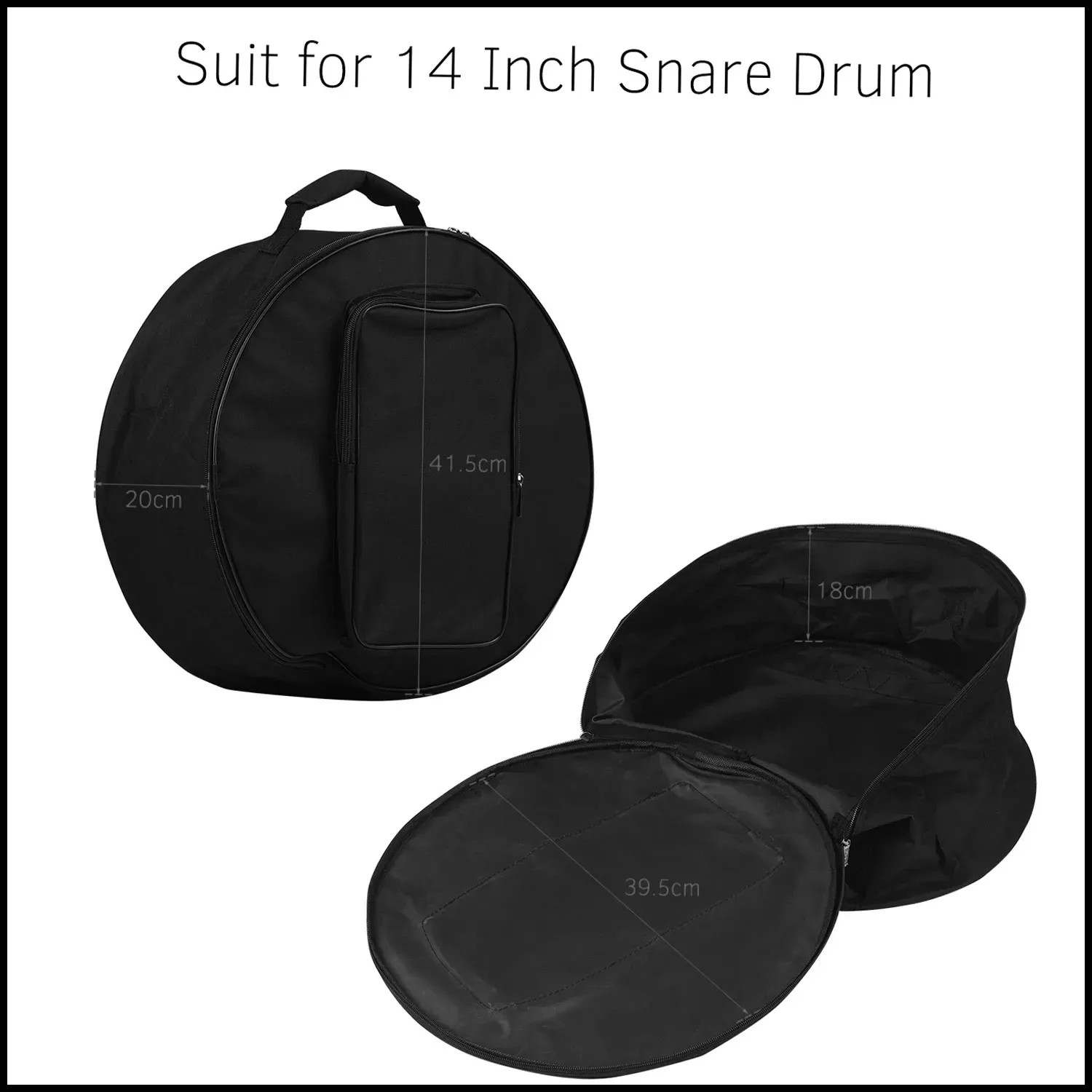 Compact Snare  Bag Backpack Case with Shoulder Strap Outside Pockets Musical Ins