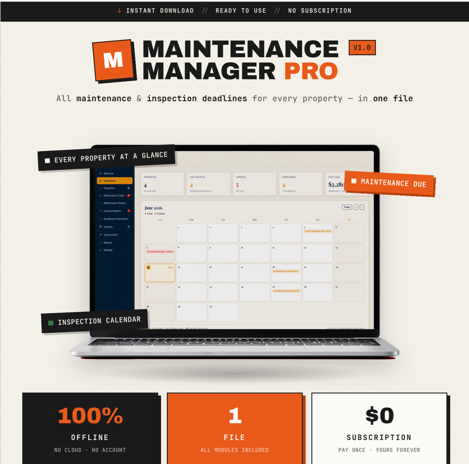 Property Maintenance Manager Pro Software | Inspections, Repairs, Compliance